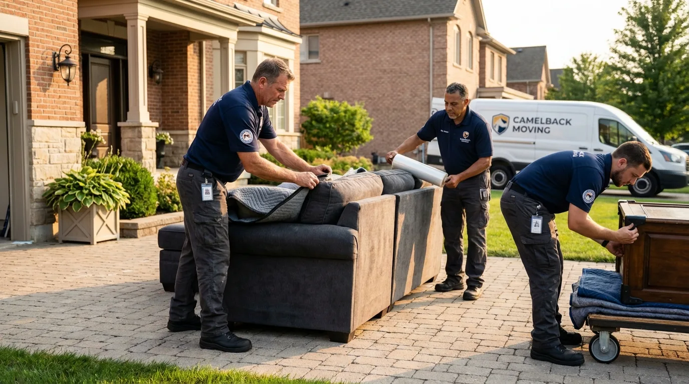 Large estate moving crew wrapping furniture in Jeffersonville, IN
