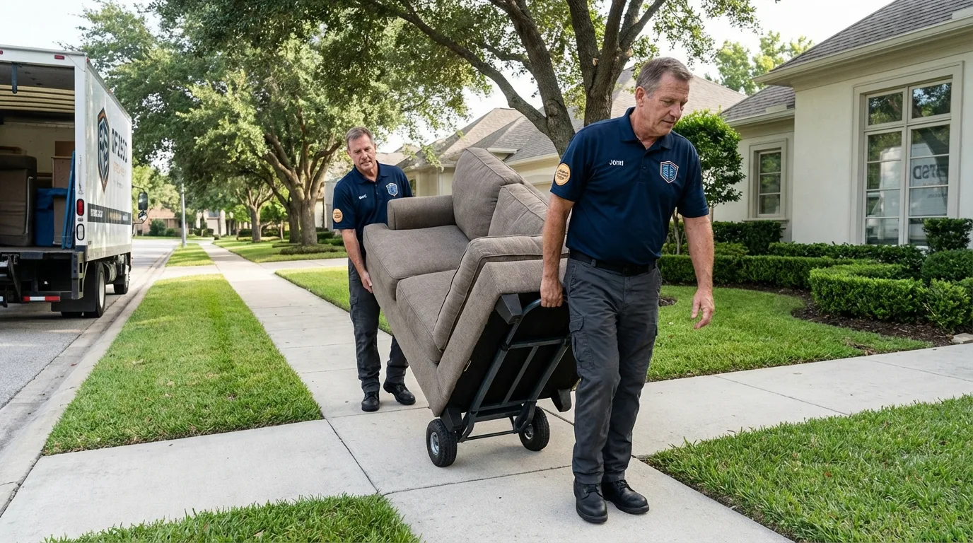 Local residential moving crew loading furniture in Jeffersonville, IN